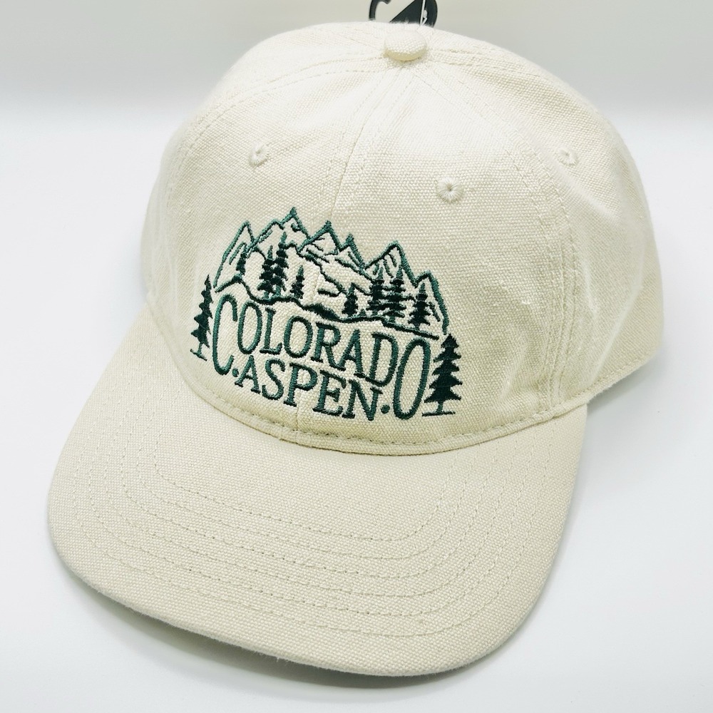Colorado Aspen Mad Engine Mountains Outdoors Hat Cap Adjustable Strapback Beige